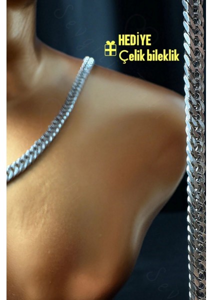 Ince Küba Model Çelik Zincir Çocuk Kolye Bileklik Takımı | Karma Serisi fırsatları