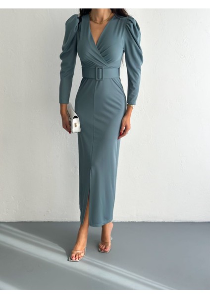 Ön Yırtmaç Detay Elbise