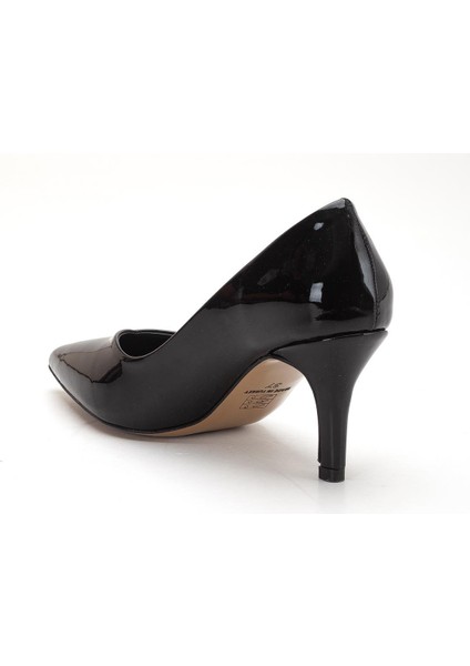 Büyük Beden Kadın Stiletto Ince Topuklu Ayakkabı Siyah Rugan V Yüzlü indirimleri