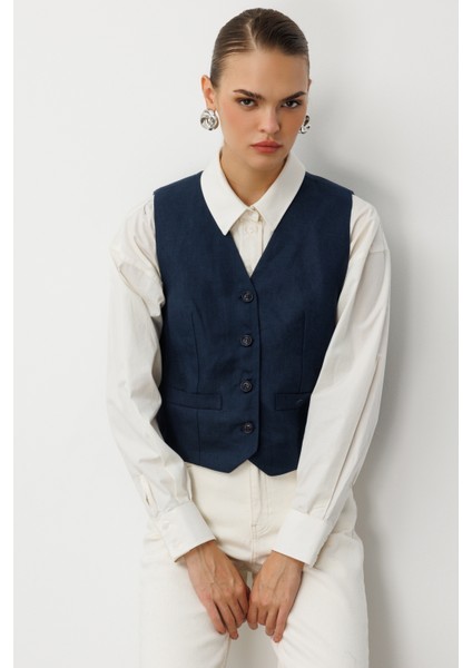 Lacivert Saf Keten Yelek fiyatları