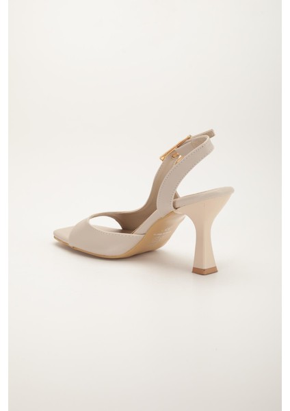 Kadı Topuklu Sandalet Ayakkabı Ten Cilt Yan Büyük Tokalı indirimleri