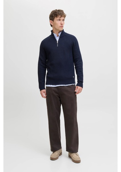 jjpannel Pamuk Karışımlı Regular Fit Yarım Fermuarlı Dik Yaka Kazak Erkek Kazak 12278919 fiyatları