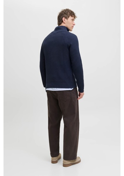 jjpannel Pamuk Karışımlı Regular Fit Yarım Fermuarlı Dik Yaka Kazak Erkek Kazak 12278919 fırsatları