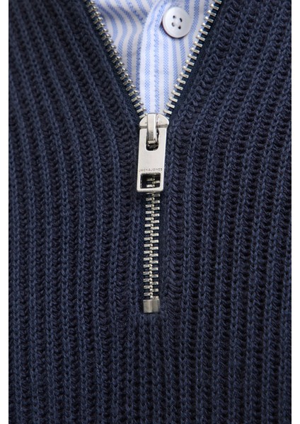 jjpannel Pamuk Karışımlı Regular Fit Yarım Fermuarlı Dik Yaka Kazak Erkek Kazak 12278919