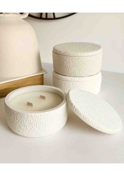 Taş Desenli Doğal Mum Kasesi - Kapaklı