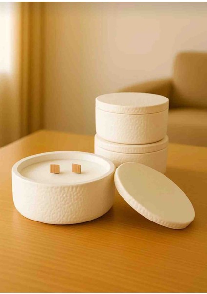 Taş Desenli Doğal Mum Kasesi - Kapaklı modelleri