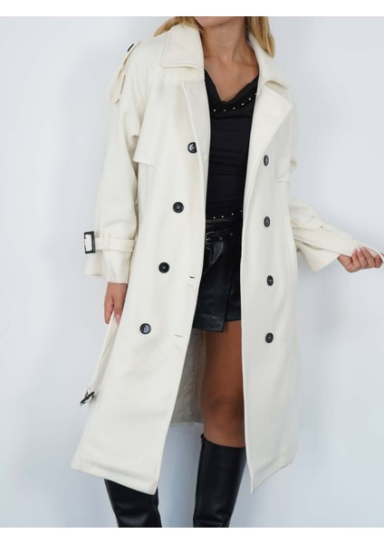 Düğmeli Astarlı Kruvaze Kaşe Manto modelleri