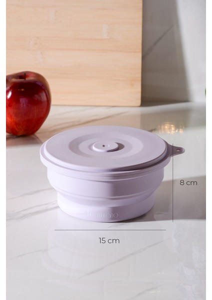 Mori Hava Sızdırmaz Yuvarlak Katlanabilir Silikon Saklama Kabı 600 ml | Mor indirimleri