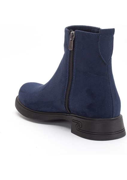 Kadın Bot Lacivert Süet Suni Deri Kauçuk Taban Yüzüdüz indirimleri
