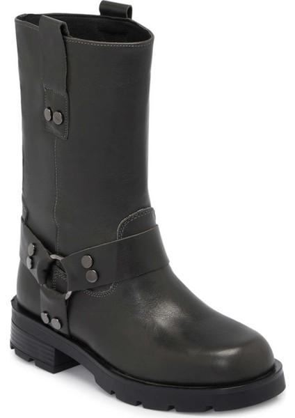 Gri Hakiki Deri Kadın Casual Bot - K24K1BT67743-B43