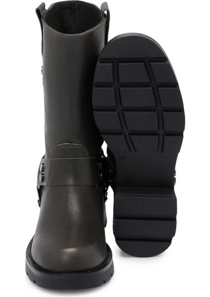 Gri Hakiki Deri Kadın Casual Bot - K24K1BT67743-B43 fırsatları