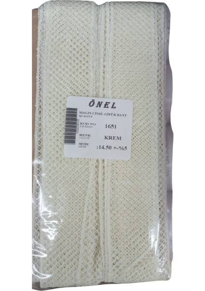 dantel polyester güpür bant krem 14,50 metre en 3 cm on-1651-kr