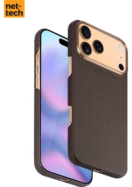 Apple iPhone 17 Pro Max Uyumlu NT-N075 Kevlar Karbon Arka Koruma Kılıf