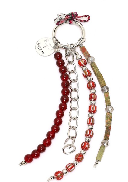 Kadın Bordo Boncuklu Metal Charm 000A2D470714