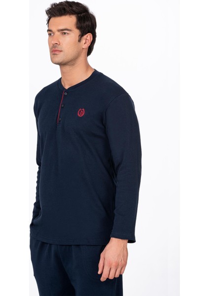 Erkek Düğmeli Yaka Pijama Takımı | Lacivert 031 modelleri