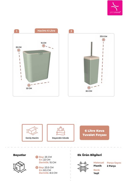 Prima Nova Flip 2'li Banyo Seti - Yeşil fırsatları