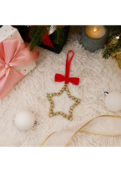 New Year Yılbaşı Star With Ribbon Ağaç Süsü 10X1X10 cm