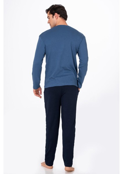 Erkek Casual Active Baskılı Pamuklu Pijama Takımı | Lacivert fırsatları