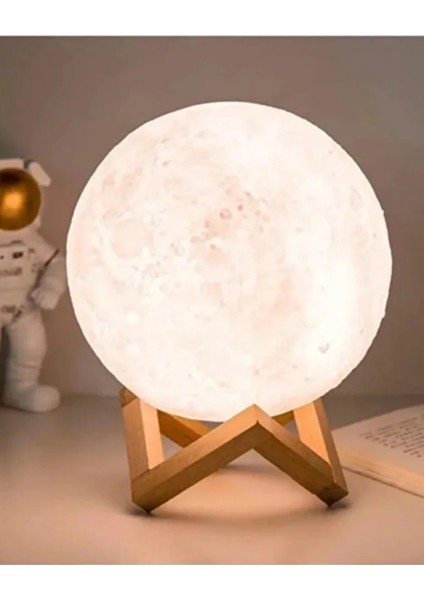 3D Ay Lambası Gece Lambası – Dokunmatik, Renk Değiştiren Dekoratif Masa Lambası (Ahşap Standlı) modelleri