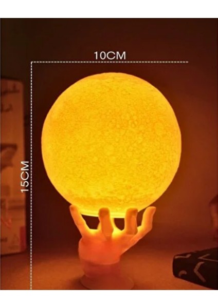 3D Ay Lambası Gece Lambası – Dokunmatik, Renk Değiştiren Dekoratif Masa Lambası (Ahşap Standlı) indirimleri