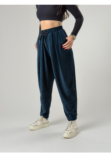 Petrol Pileli Kadın Jogger Pantolon COC2563 modelleri