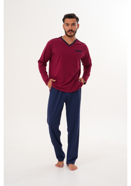 8001 Düz V Yaka Pijama Tk.