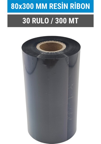80x300mm Resin Ribon | 30 Rulo | 300 Mt | Dayanıklı | Tekstil, Yıkama | Termal Transfer