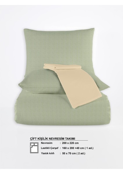 Chıc %100 Pamuk Ranforce Akay Yeşil Ipliği Boyalı Nevresim Takımı Çift Kişilik - 200X220 cm indirimleri