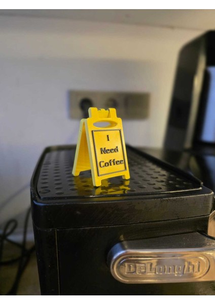 Sevimli ( I Need Coffee ) Yazılı Minik Uyarı Tabelası 6cm fırsatları