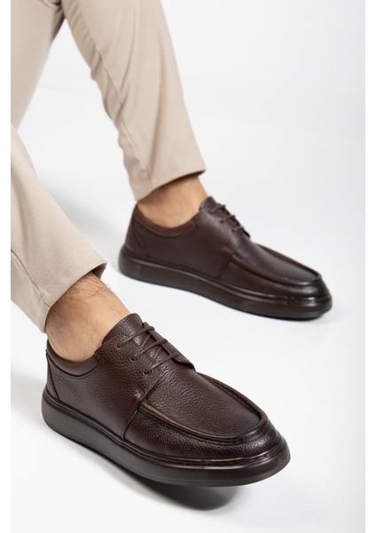 Hakiki Deri Erkek Casual Ayakkabı Kahverengi Bağlı Eva Taban fiyatları