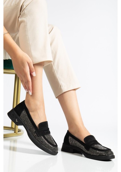 Kadın Makosen Günlük Ayakkabı Siyah Süet Taş Döşeme Süet fiyatları