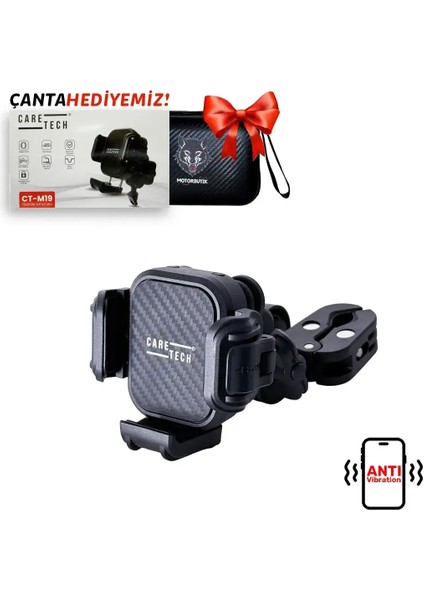 Telefon Tutucu CT-M19 Titreşim Modüllü (Gidon ve Ayna Ba
