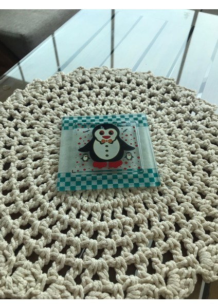 Cam Banyo Gideri Süsü 97 mm x 97 mm Dekoratif Gider Kapağı- Penguen indirimleri