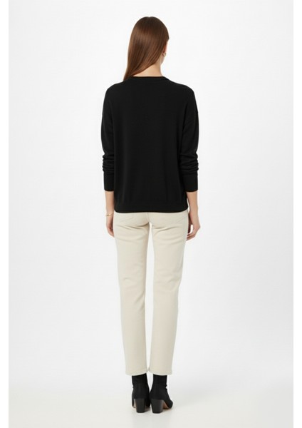 Ekstra Oversize Düşük Kol Basic Siyah Ince Triko Kaz indirimleri