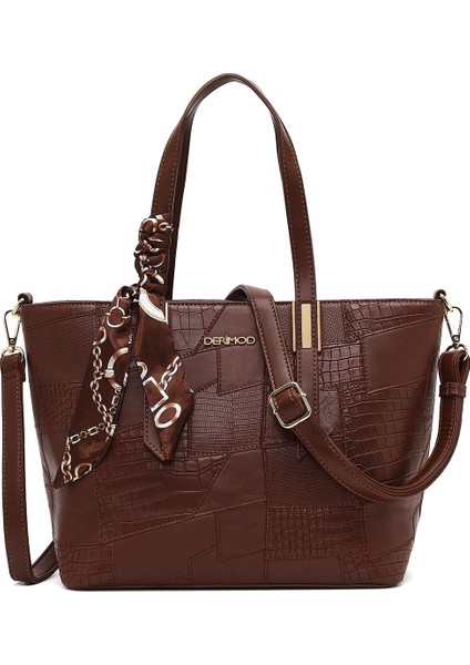 Kadın Kahverengi Uzun Askılı Baskılı Omuz Çantası 25WBD286314