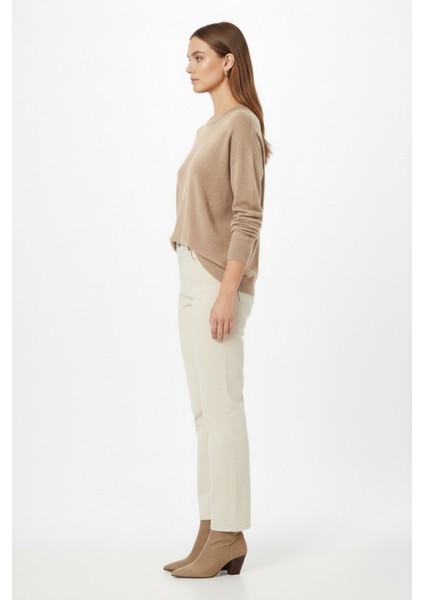 Ekstra Oversize Düşük Kol Basic Bej Rengi Ince Triko fiyatları