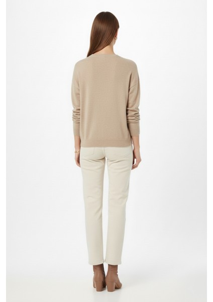 Ekstra Oversize Düşük Kol Basic Bej Rengi Ince Triko indirimleri