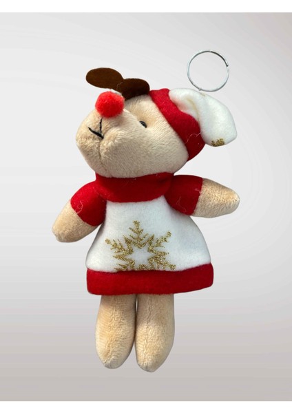Yılbaşı Temalı Peluş Anahtarlık Çanta Süsü Ağaç Süsü Dekor Süsü Hediye (13-15 Cm) (KOD:122)