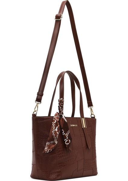 Kadın Kahverengi Uzun Askılı Baskılı Omuz Çantası 25WBD286314