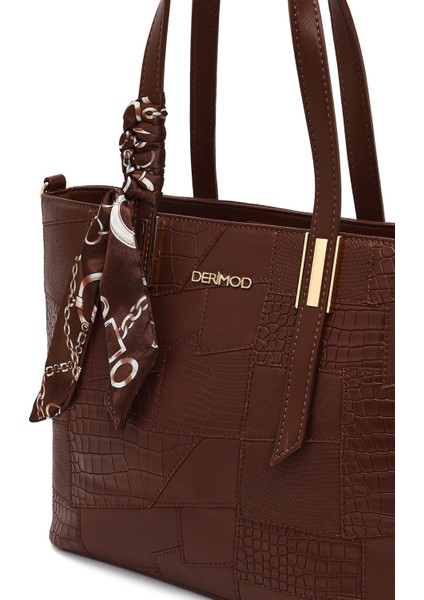 Kadın Kahverengi Uzun Askılı Baskılı Omuz Çantası 25WBD286314