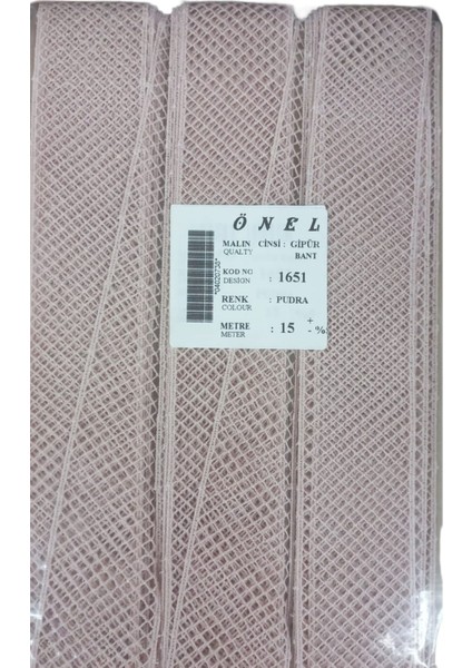 dantel polyester güpür bant pudra 15 metre en 3 cm on-1651-pu