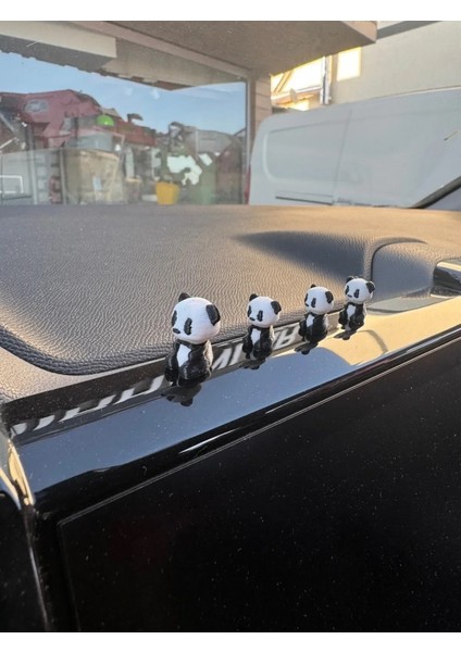 4 Parça Sevimli Panda Ailesi Dikiz Aynası Süsü - Ayna Süsü Araba Süsü Torpido Süsü Oto Aksesuar