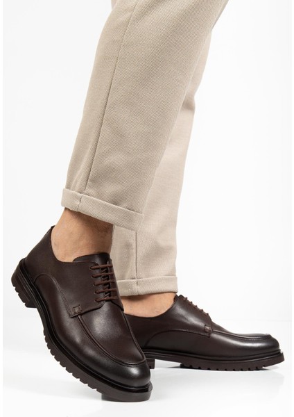 Hakiki Deri Kahverengi Erkek Klasik Ayakkabı Termo Taban Bağcıklı fiyatları
