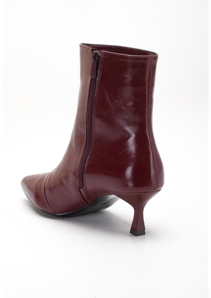 Bordo Kadın Ince Topuklu Bot Kırışık Rugan Sivri Burun indirimleri