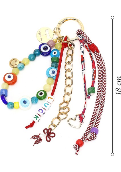 Kadın Çok Renkli Zincir Detaylı Boncuklu Metal Charm 000A2D470414 fiyatları