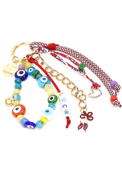 Kadın Çok Renkli Zincir Detaylı Boncuklu Metal Charm 000A2D470414 modelleri