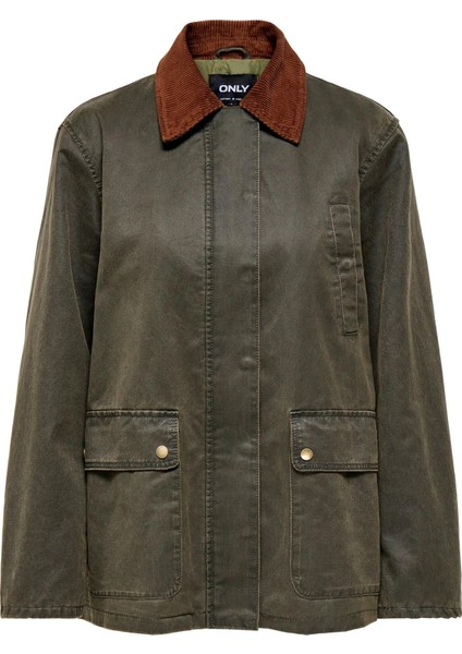 Onlashia Pamuklu Regular Fit Ceket Yaka Mont Bayan Mont 15357495