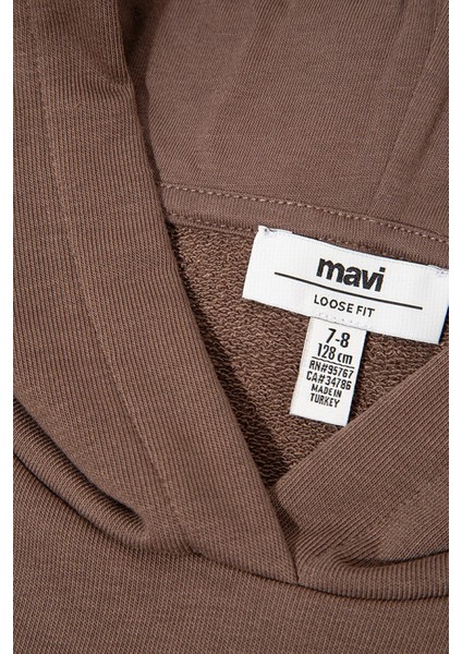 Pamuklu Loose Fit Kapüşonlu Logolu Sweat Kız Çocuk Sweat 7S10124 modelleri