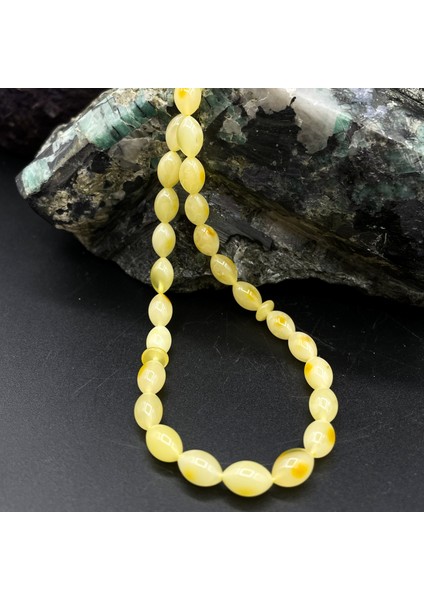 El Yapımı Damla Kehribar Tesbih – 28 Cm, 6mm Çap, 6.50G Kehribar, 11.37G