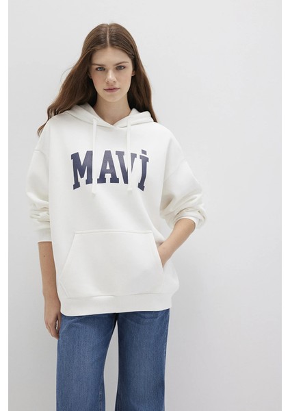 Pamuklu Şardonlu Oversize Fit Kapüşonlu Sweat Bayan Sweat 1600361